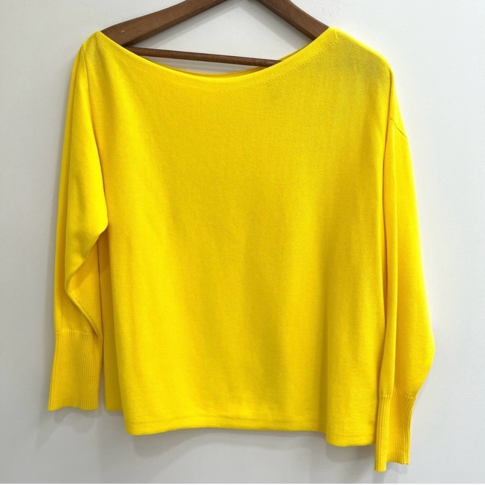 Cabi Buttercup Yellow Off Shoulder Pullover Sweater